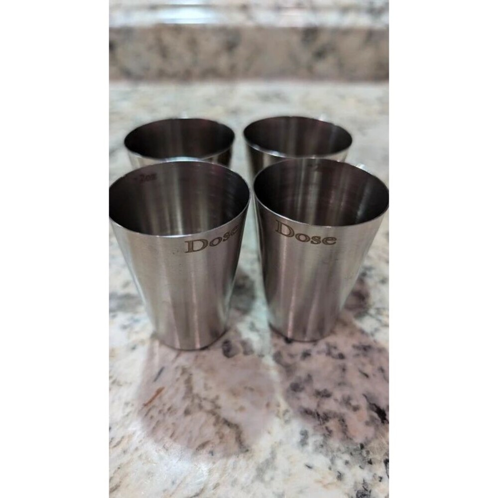 4  Dose Stainless Steel Metal shot glasses  shot glass 2 oz